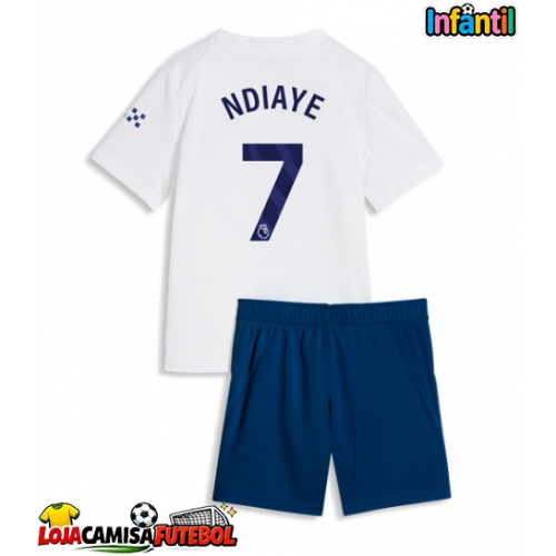 Camisa de Futebol Manchester City Iliman Ndiaye #7 Equipamento Alternativo Infantil 2026-27 Manga Curta (+ Calças curtas)